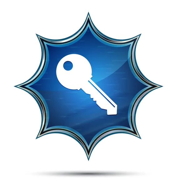 Nyckel ikon magisk glasartad Sunburst blå knapp — Stockfoto