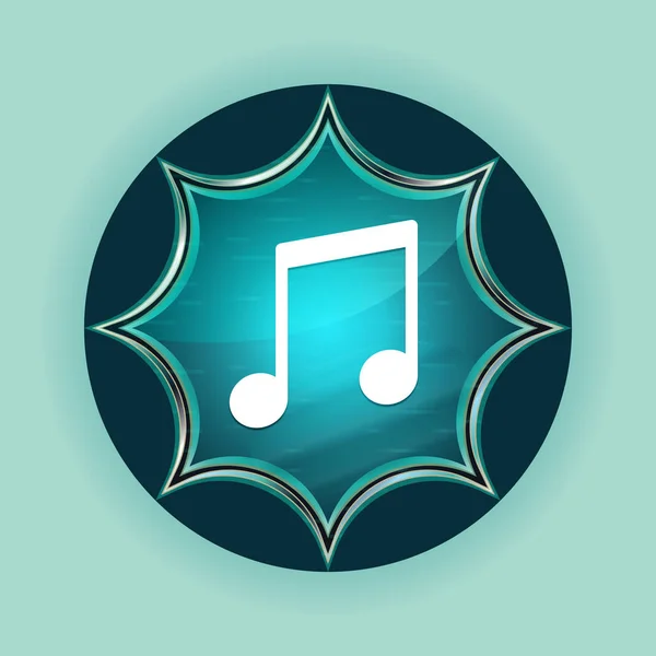 Música nota icono mágico vidrio sunburst azul botón cielo azul bac — Foto de Stock