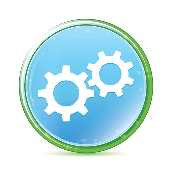 Inställningar process ikon Natural Aqua Cyan blå rund knapp — Stockfoto