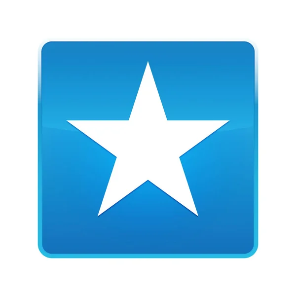 스타 아이콘 빛나는 파란색 사각형 버튼 — 스톡 사진