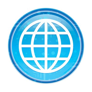 Dünya ikonu mavi yuvarlak düğmesi