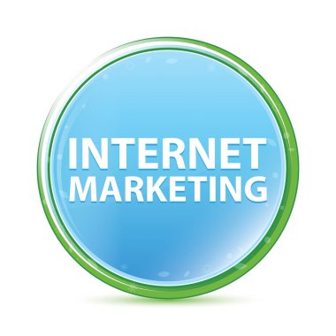 İnternet Pazarlama doğal su cyan mavi yuvarlak düğme