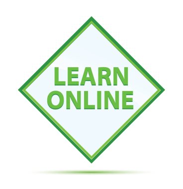 Öğrenin Online modern soyut yeşil elmas düğmesi