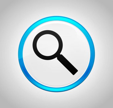 Büyüteç cam simge yuvarlak mavi Push düğmesi