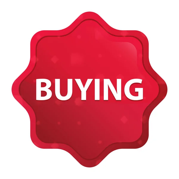 Buying misty rose red starburst sticker button — Stock Photo, Image