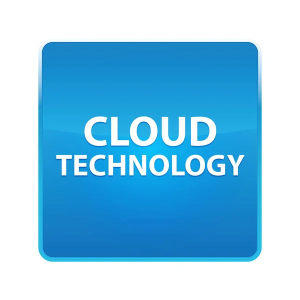 Cloud Technology skinnende blå firkant knap - Stock-foto