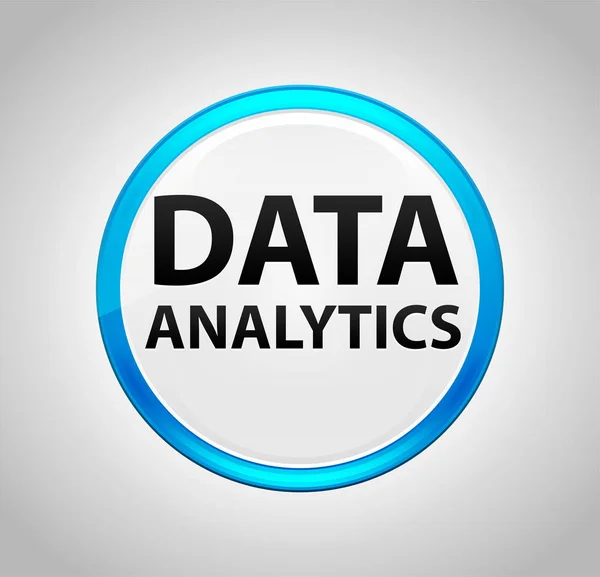 Data Analytics Round Blue Botão de pressão — Fotografia de Stock
