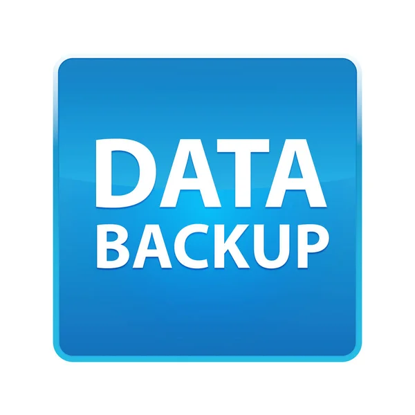 Backup de dados azul brilhante botão quadrado — Fotografia de Stock