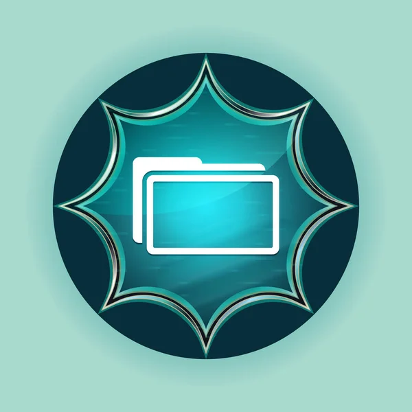 Folder icon magical glassy sunburst blue button sky blue backgro