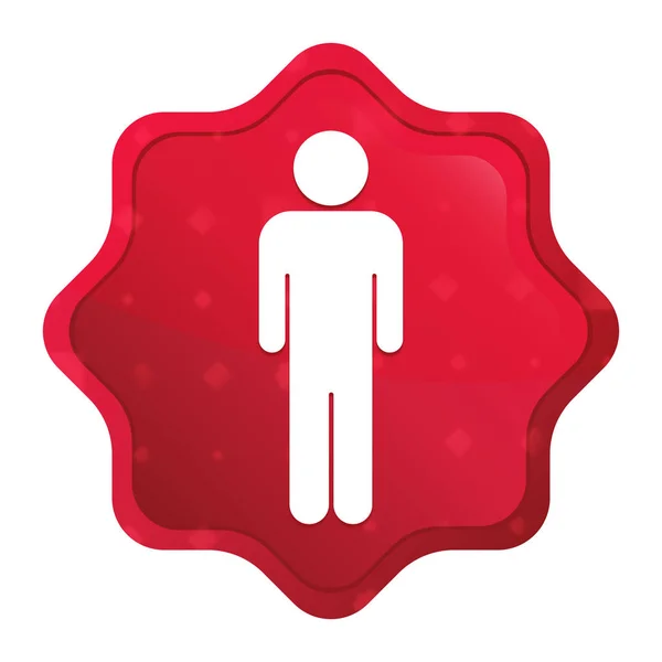 Man icon misty rose red starburst sticker button