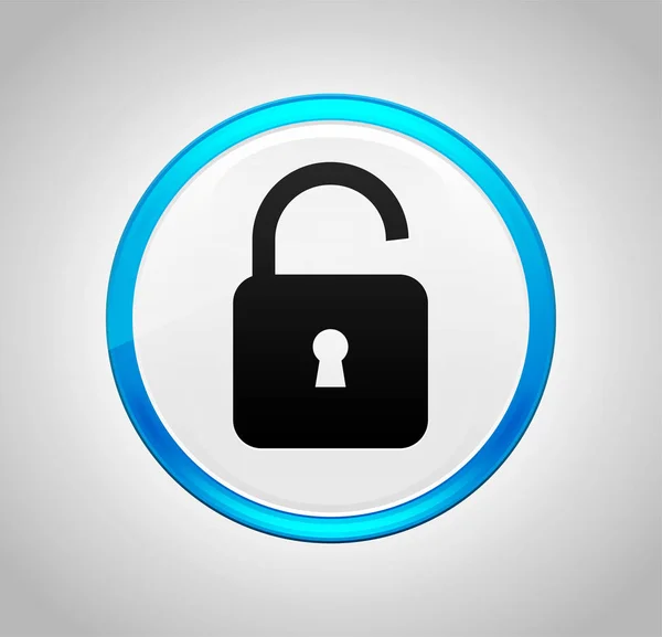 Padlock open icon round blue push button — Stock Photo, Image