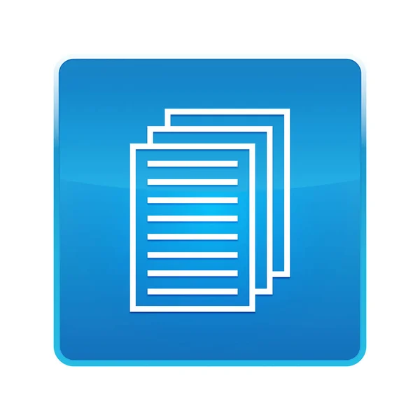 Pictogram pagina documenten glanzende blauwe vierkante knop — Stockfoto