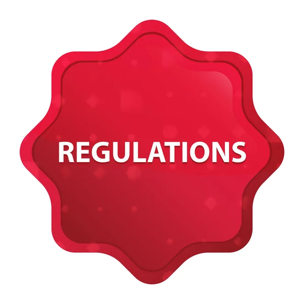 Regulations misty rose red starburst sticker button — Stock Photo, Image