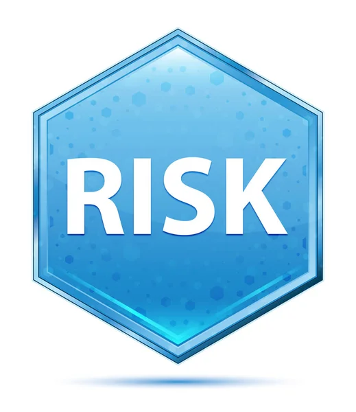 Risk kristal mavi altıgen düğmesi — Stok fotoğraf