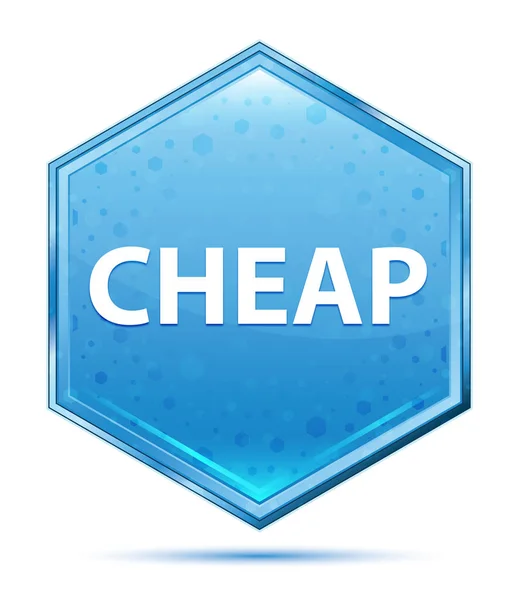 Cheap crystal blue hexagon button — Stock Photo, Image