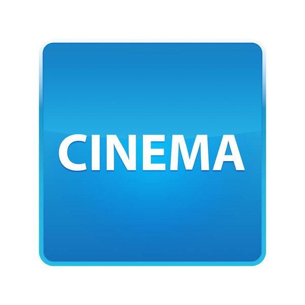 Cinema Isolated on shiny blue square button