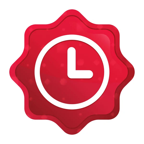 Icône de l'horloge brouillard rose rouge starburst autocollant bouton — Photo