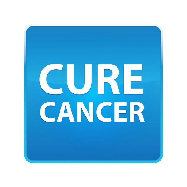 Синяя квадратная кнопка Cure Cancer — стоковое фото