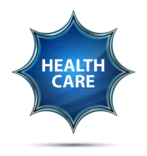 Health Care magiczny szklisty Sunburst niebieski przycisk — Zdjęcie stockowe