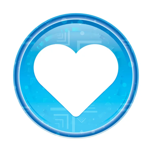Corazón icono floral azul botón redondo —  Fotos de Stock