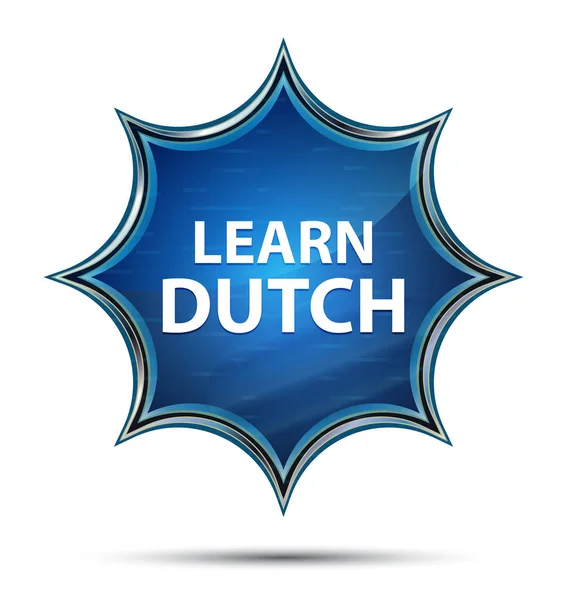 Aprender holandês mágico vítreo sunburst botão azul — Fotografia de Stock