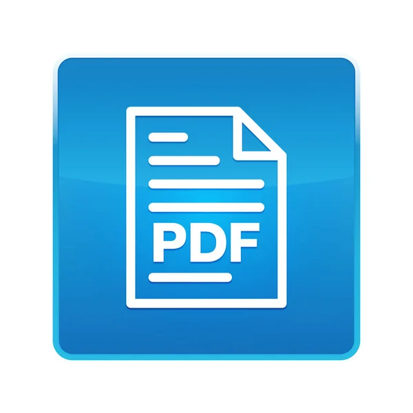 Pdf Dokument Seite Symbol glänzende blaue quadratische Taste — Stockfoto