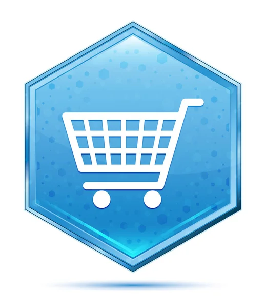 Shopping cart icon crystal blue hexagon button — Stock Photo, Image