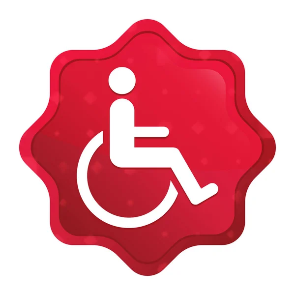 Wheelchair handicap icon misty rose red starburst sticker button