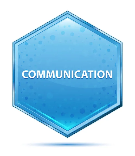 Communicatie kristal blauwe zeshoek knop — Stockfoto