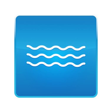 Deniz dalgaları simgesi parlak mavi kare düğmesi