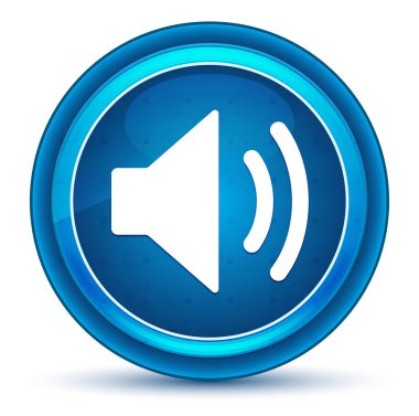 Ses hoparlör simgesi göz küresi mavi yuvarlak düğme