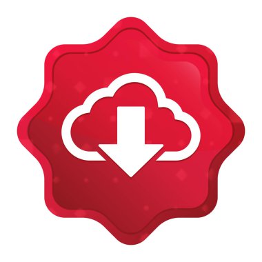 Bulut indir simgesi puslu gül red starburst etiket düğmesi
