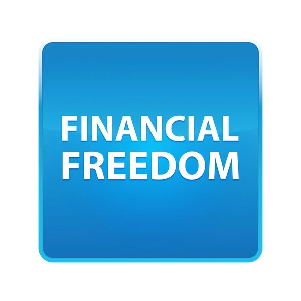 Financial Freedom shiny blue square button — Stock Photo, Image