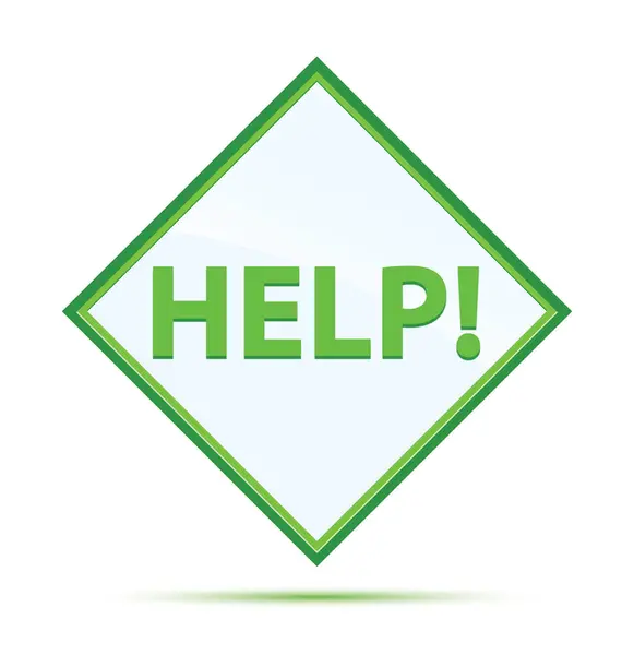 Ajudem! abstrato moderno botão diamante verde — Fotografia de Stock