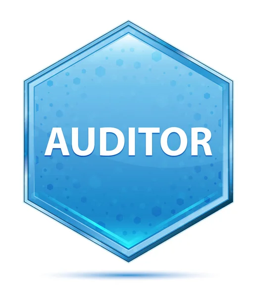 Auditor botón hexágono azul cristal — Foto de Stock