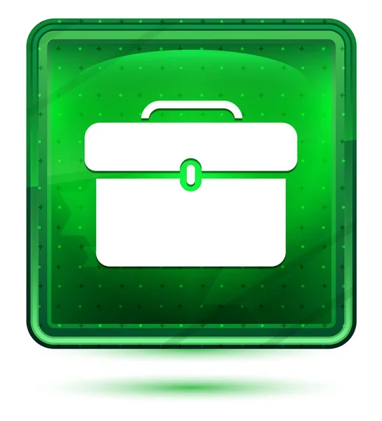 Evrak çantası simgesi neon açık yeşil kare düğmesi — Stok fotoğraf
