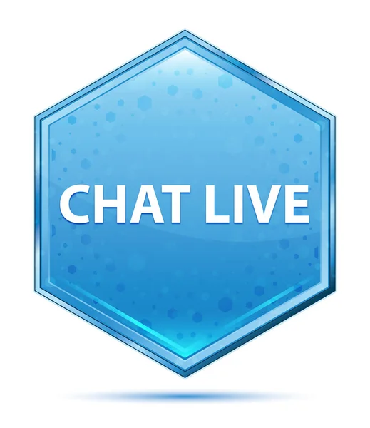 Chat live Kristallblauer Sechseck-Knopf — Stockfoto