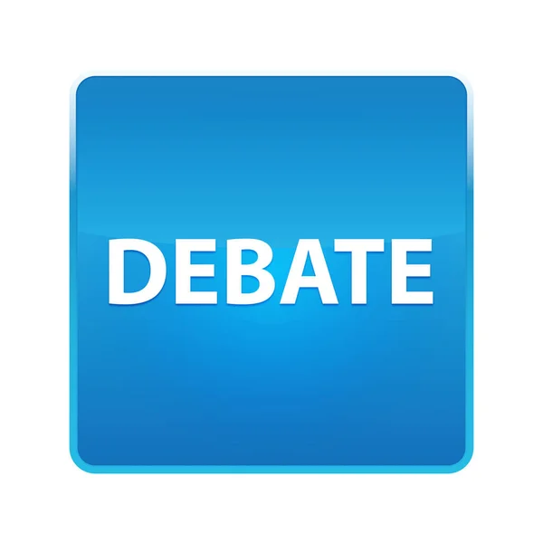 Debate botão quadrado azul brilhante — Fotografia de Stock