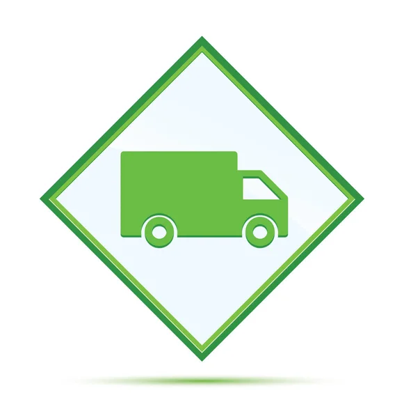 Levering truck pictogram moderne abstracte groene diamant knop — Stockfoto