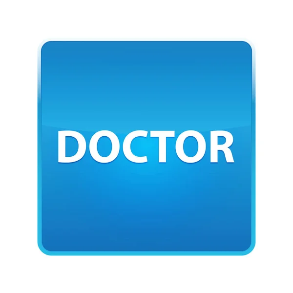 Doktor fényes kék négyzetgomb — Stock Fotó