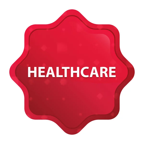 Healthcare misty rose red starburst sticker button — Stock Photo, Image