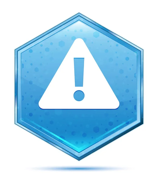 Icono de alerta botón hexágono azul cristal —  Fotos de Stock