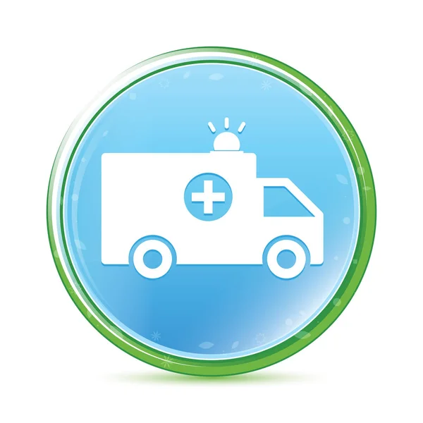 Icono de ambulancia natural aqua cyan botón redondo azul —  Fotos de Stock