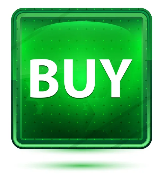 Köp Neon ljusgrön fyrkantig knapp — Stockfoto