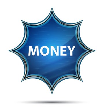 Para sihirli camsı güneş patlaması mavi düğme