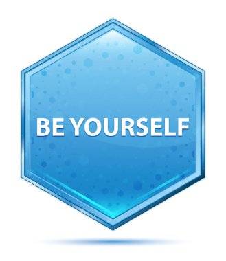 Kendin Ol kristal mavi altıgen düğmesi