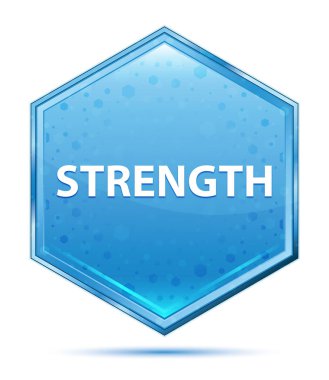Strength crystal blue hexagon button