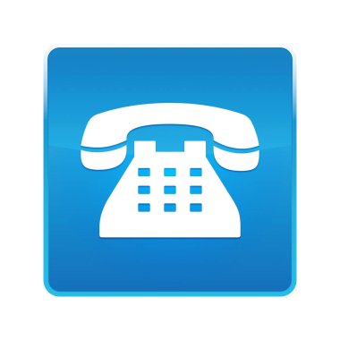 Telefon simgesi parlak mavi kare düğmesi