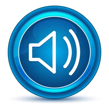 Ses hoparlör simgesi göz küresi mavi yuvarlak düğme