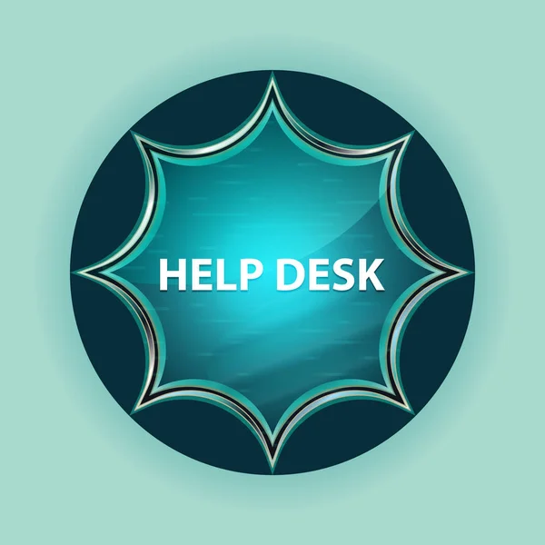 Help Desk mágikus üveges Sunburst kék gomb ég kék háttérképet — Stock Fotó